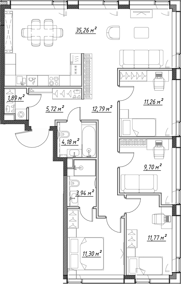 4+ комнаты, 107.9 м², 16/22 этаж, ЖК «Веер»