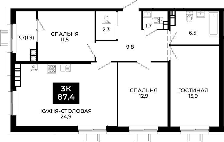 4-комн. Первый. ГК ЮгСтройИнвест