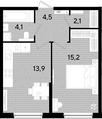 1-комн. квартира, 39.8 м² в ЖК DОГМА ПАРК — фото 2