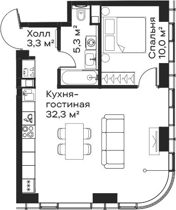 2-комн., 50.9 м², 35/59 этаж, ЖК «Сити Бэй»