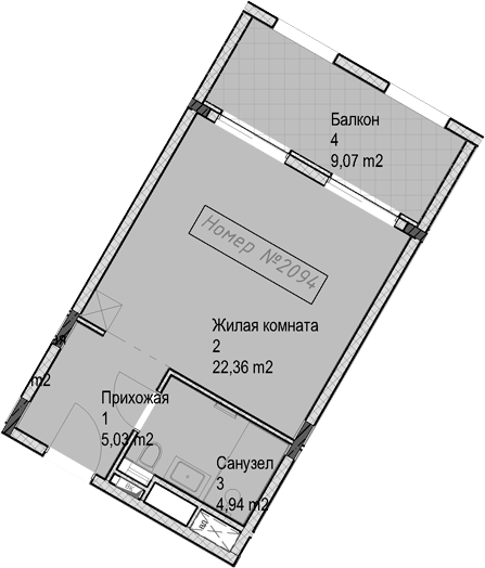 Студия квартира, 32.3 м² в ЖК Гостиничный комплекс Николай 1 — фото 2