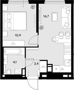 Продается 1-комн. квартира, 34.1 м²