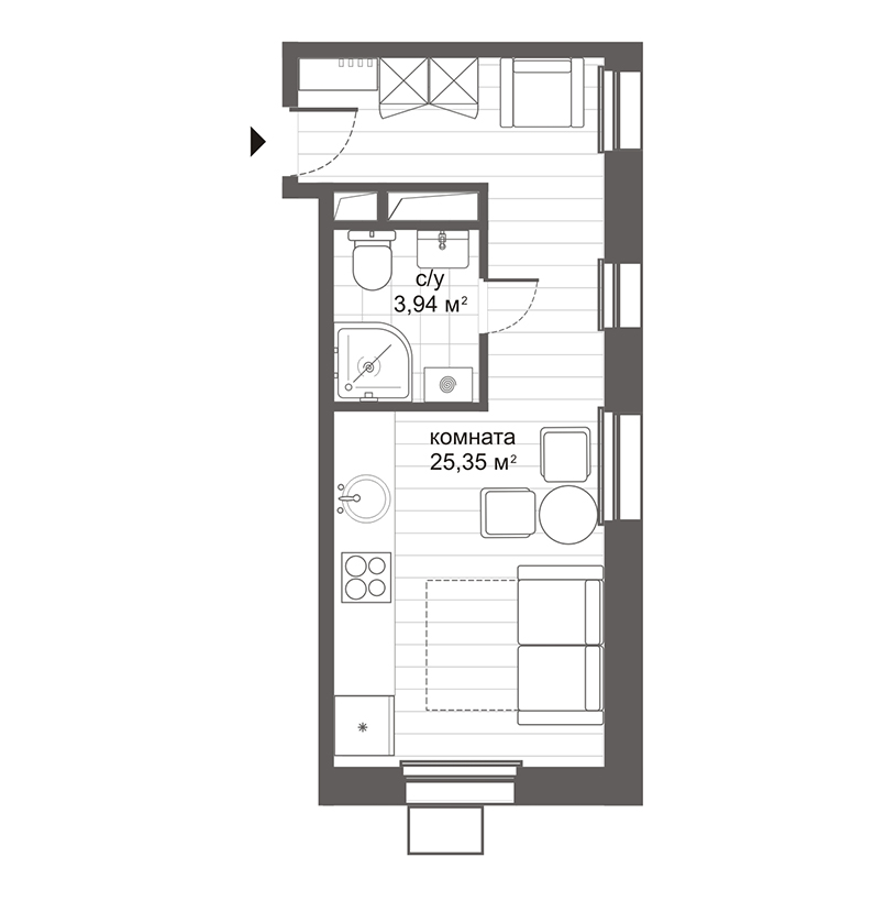 Студия, 29.29 м², 4/9 этаж, ЖК «Ситимикс Новокосино»