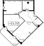 3-комн. квартира, 66.38 м² в ЖК Лучи — фото 2