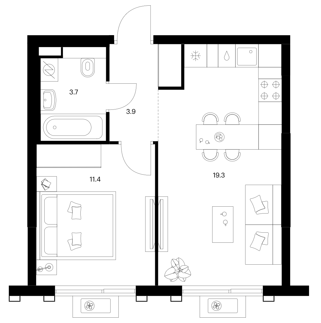 1-комн., 38.3 м², 13/17 этаж, ЖК «Белая Дача парк»