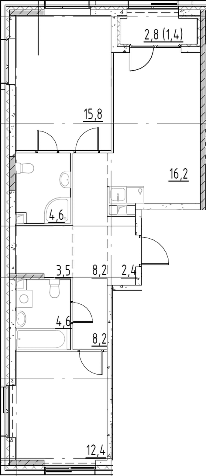 3-комн., 67.7 м², 18/19 этаж, ЖК «Шагал»
