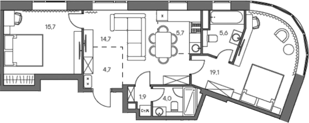 3-комн., 72.8 м², 23/29 этаж, ЖК «Родина Переделкино»