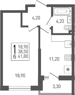 1-комн. квартира, 38.5 м² в ЖК ЖК «Кубанская Крепость» — фото 2
