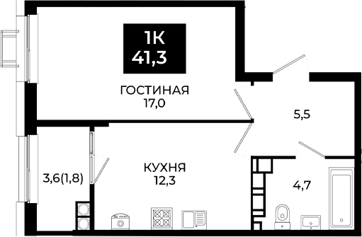 1-комн. Первый. ГК ЮгСтройИнвест