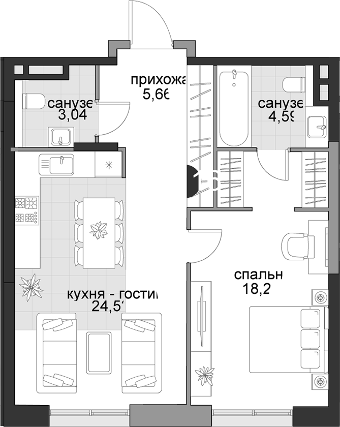 2-комн. Садовническая, 69