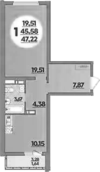 1-комн. квартира, 45.58 м² в ЖК Предгорье Лаго-Наки — фото 2