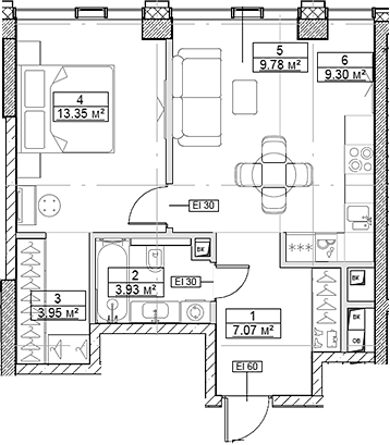 2-комн., 47.38 м², 28/48 этаж, ЖК «Сити Бэй»