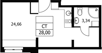 Студия, 28 м², 4/21 этаж, ЖК «Волковская 67»