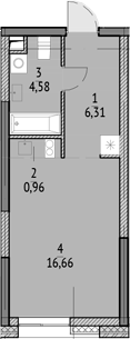 Студия, 28.51 м², 2/18 этаж, ЖК «N'ICE LOFT»