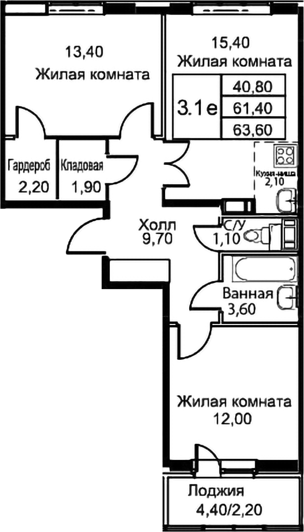 3-комн. Кашинцево
