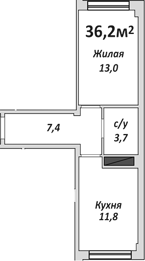 Продается 1-комн. квартира, 36.2 м²