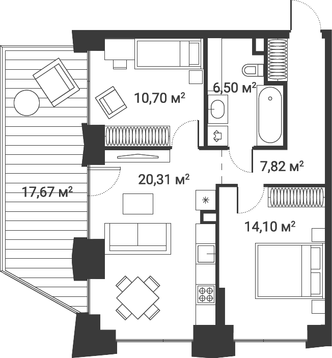 3-комн., 57.8 м², 1/28 этаж, ЖК «Первый Нагатинский»