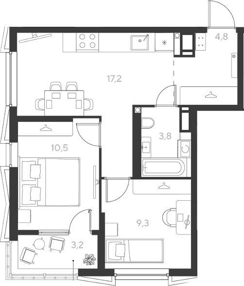 Продается 2-комн. квартира, 45.6 м²