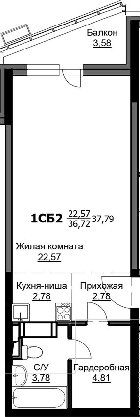 Студия, 36.7 м², 15/17 этаж, ЖК «Соболевка»