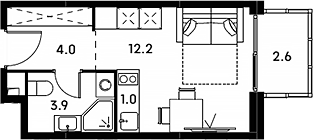 Студия, 21.1 м², 22/23 этаж, ЖК «Аквилон Сигнал»