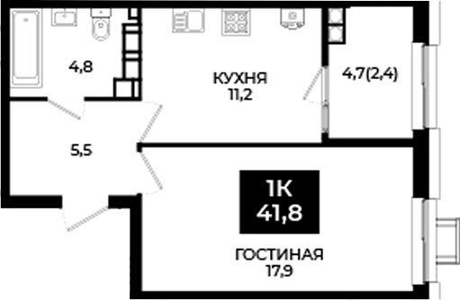 1-комн. Первый. ГК ЮгСтройИнвест