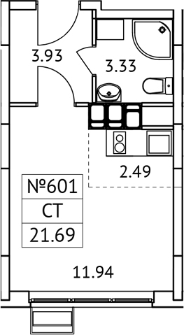 Студия, 21.69 м², 13/13 этаж, ЖК «Новотомилино»