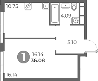1-комн., 36.08 м², 20/30 этаж, ЖК «Нижегородская от Гранель»