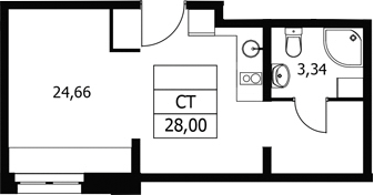 Студия, 28 м², 9/21 этаж, ЖК «Волковская 67»