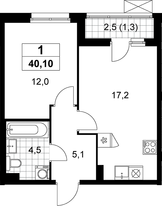 2-комн., 38.8 м², 6/10 этаж, ЖК «Прокшино»