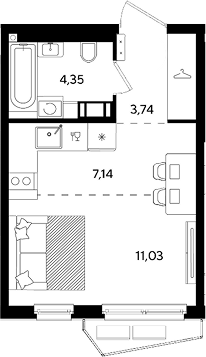 Студия, 26.26 м², 3/8 этаж, ЖК «Парк Победы 3»