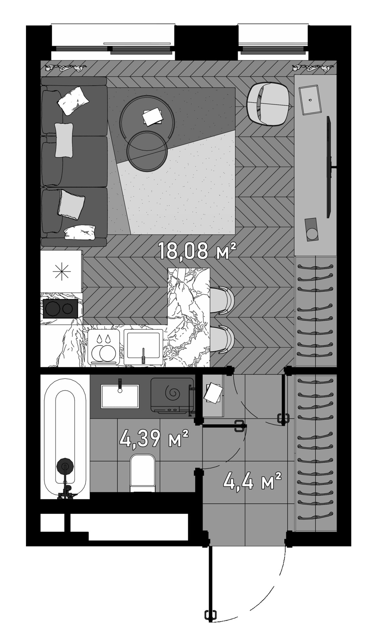 Студия, 26.7 м², 20/23 этаж, ЖК «Зорге, 9»