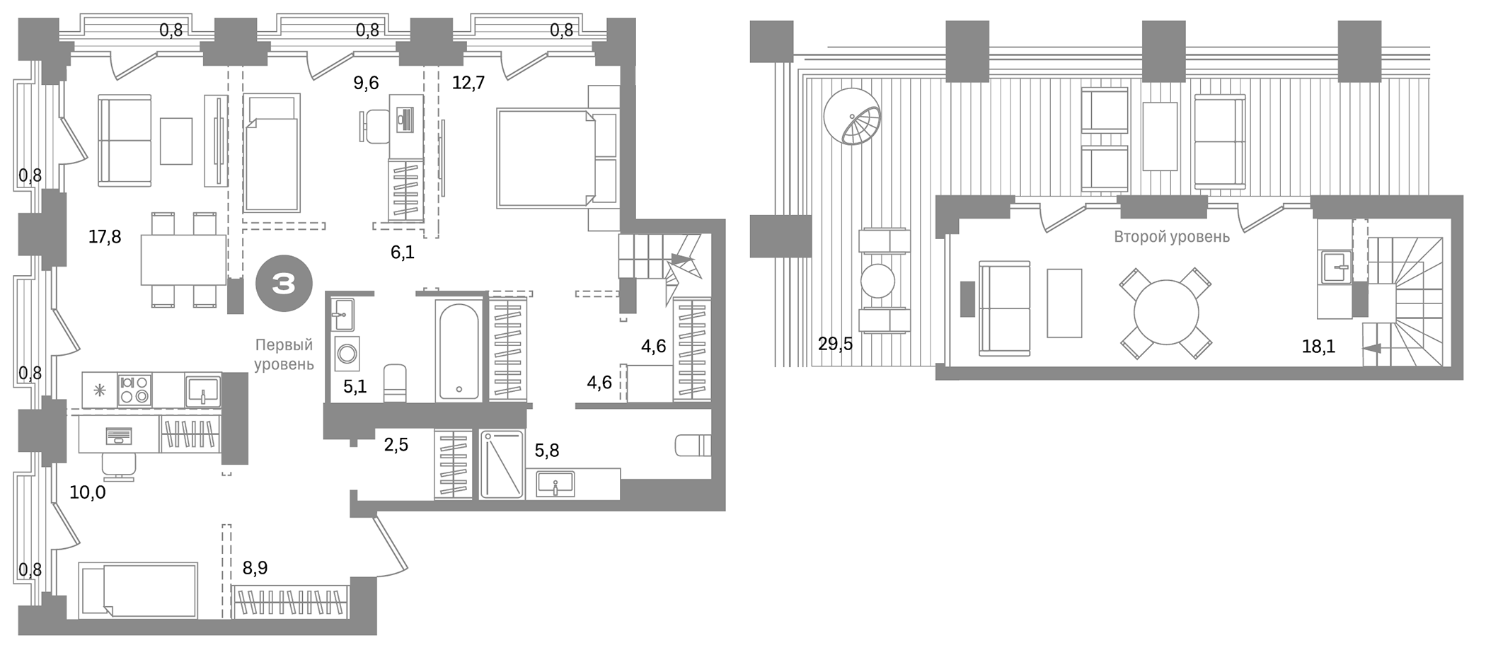 3-комн., 105.4 м², 16/17 этаж, ЖК «Метроном»