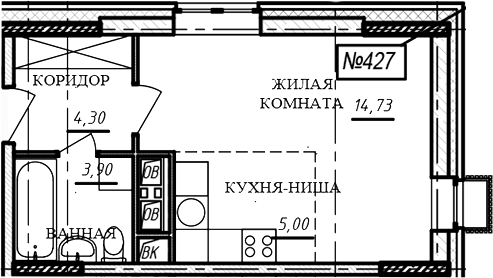 Студия, 27.9 м², 14/16 этаж, ЖК «Краснофлотский»