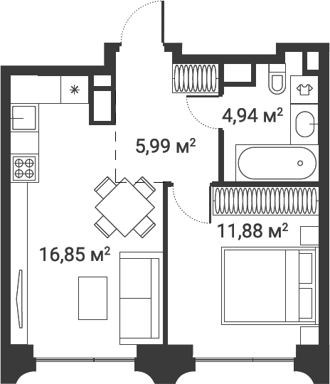 1-комн., 39.66 м², 23/25 этаж, ЖК «Первый Нагатинский»