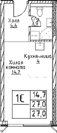 Студия, 27 м², 23/29 этаж, ЖК «Наметкин Тауэр»