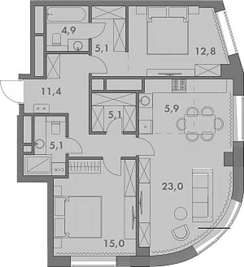 3-комн. Родина Парк