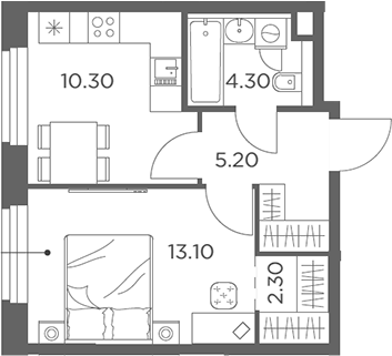 1-комн., 35.2 м², 15/17 этаж, ЖК «Белый Град»