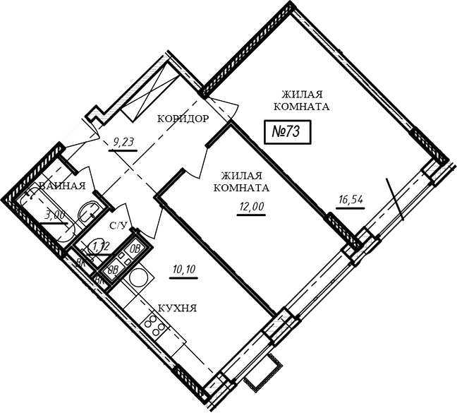 2-комн., 52 м², 16/16 этаж, ЖК «Краснофлотский»