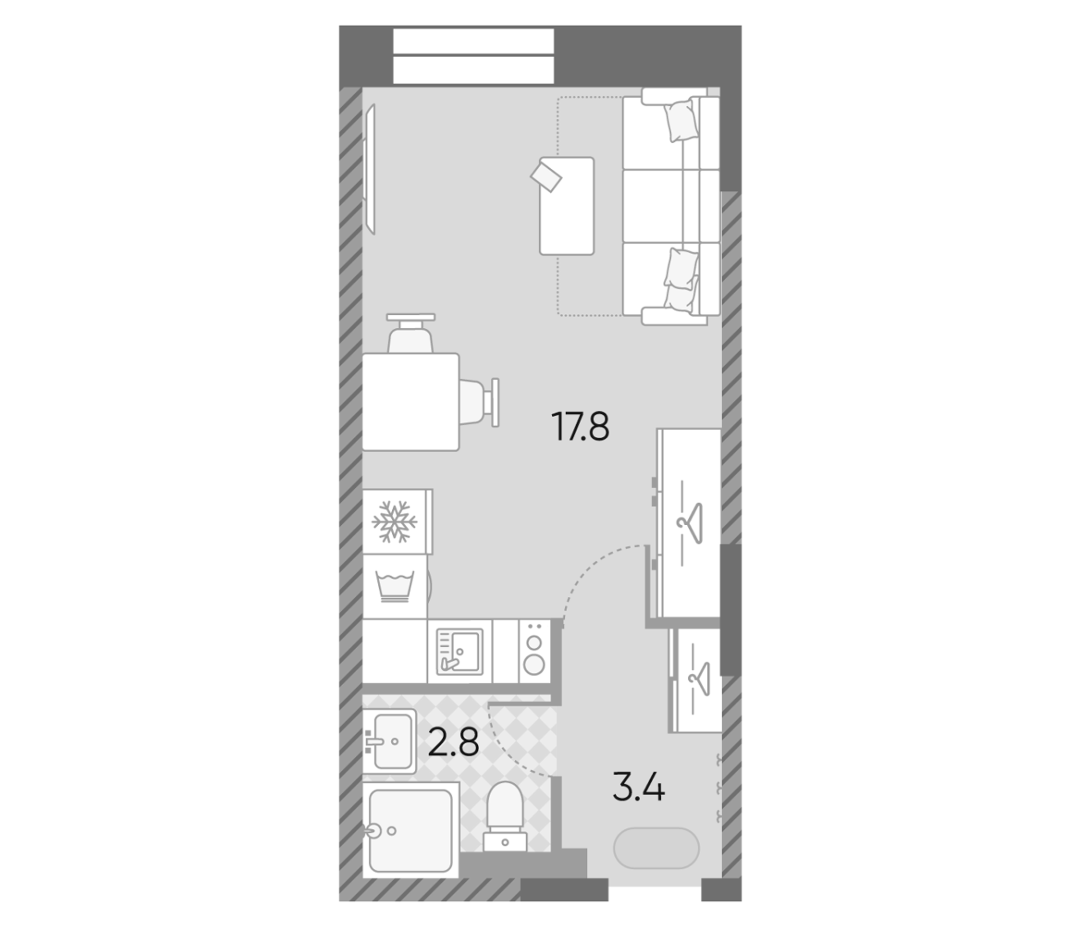 Студия, 24 м², 28/28 этаж, ЖК «ЗилАрт»