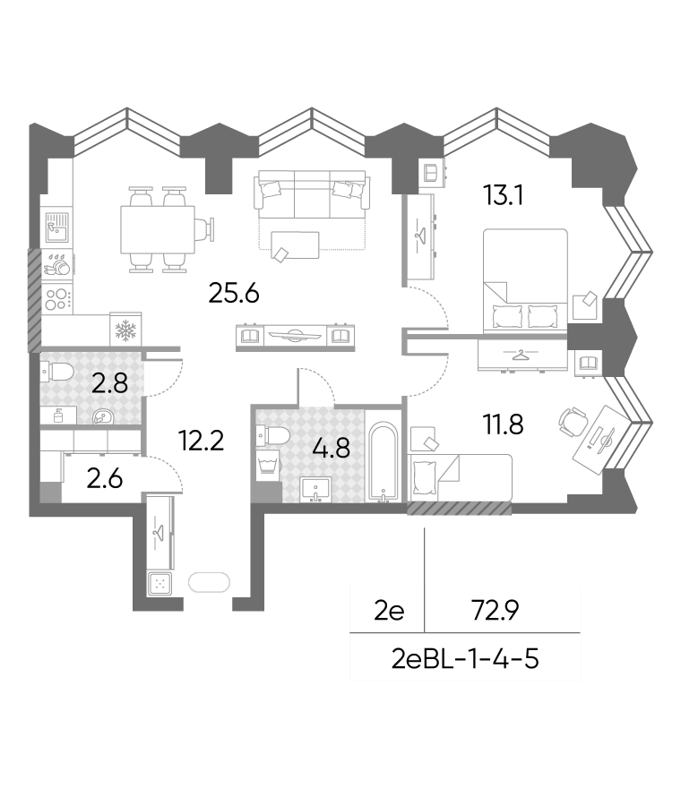 3-комн., 72.9 м², 4/43 этаж, ЖК «ЗилАрт»