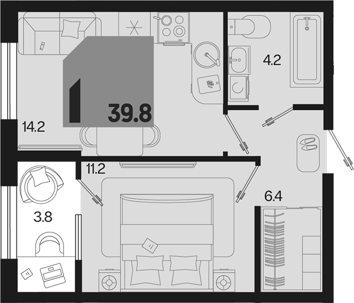 1-комн. квартира, 36 м² в ЖК Первое место — фото 2