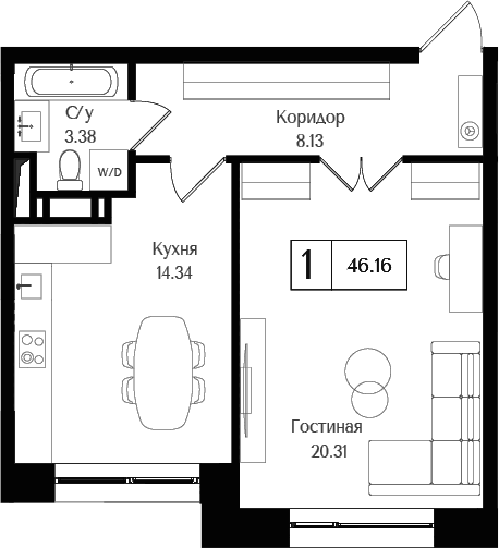 1-комн. Преображенская площадь
