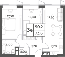 3-комн., 73.6 м², 30/56 этаж, ЖК «Will Towers»