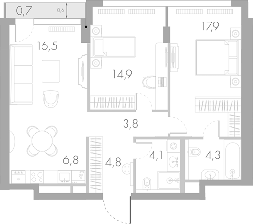 3-комн., 73.1 м², 18/40 этаж, ЖК «Ривер Парк Кутузовский»