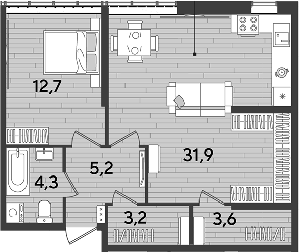 1-комн. квартира, 60.7 м² в ЖК DОГМА ПАРК — фото 2