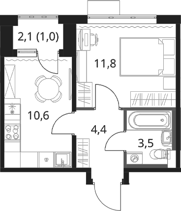 1-комн., 30.3 м², 5/16 этаж, ЖК «1-й Шереметьевский»