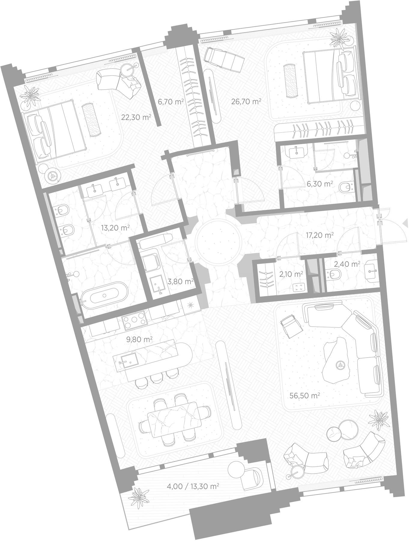 3-комн., 165.1 м², 5/7 этаж, ЖК «Николь»
