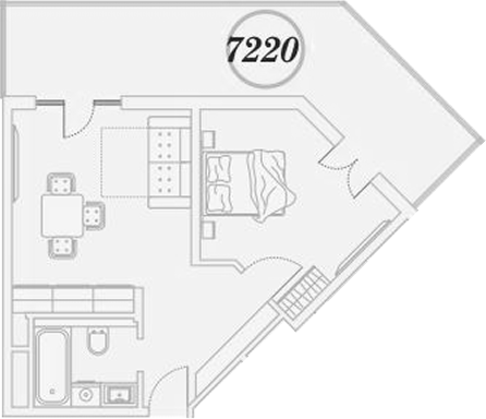 1-комн., 64 м², 7/9 этаж, ЖК «ГК Сан Гарден Хотел&СПА»