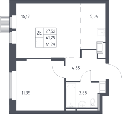 2-комн., 41.29 м², 17/18 этаж, ЖК «Большое Путилково»