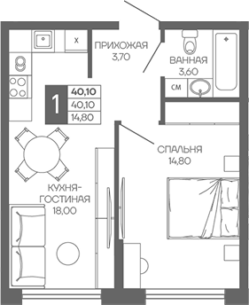 1-комн. квартира, 40.1 м² в ЖК Иначе в Молодежном — фото 2